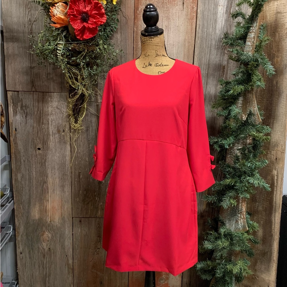 Gal Meets Glam Red Long-Sleeve Shift Dress